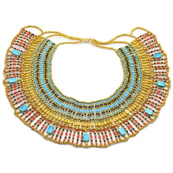 collar pectoral egipcio azul y rojo